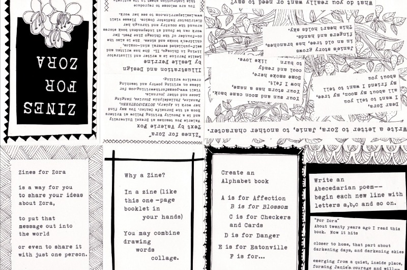 A postcard made for the Zora Neale Hurston-themed zine Writers Room will compile.