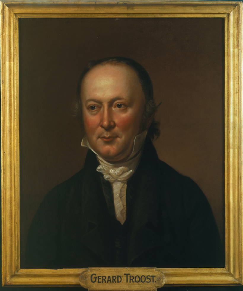 A painting of Gerard Troost, one of the more prominent founders of the Academy of Natural Sciences. “Gerard Troost (1776-1850)" by Charles Willson Peale. Oil on canvas. ANSP 2011-042  
