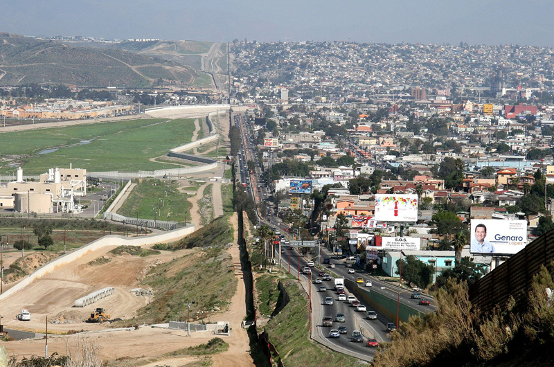 The wall separating Tijuana and the United States