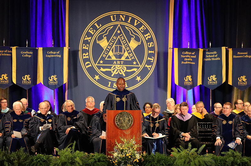 M. Brian Blake, PhD, executive vice president and the Nina Henderson Provost, speaking at the 2018 Convocation.