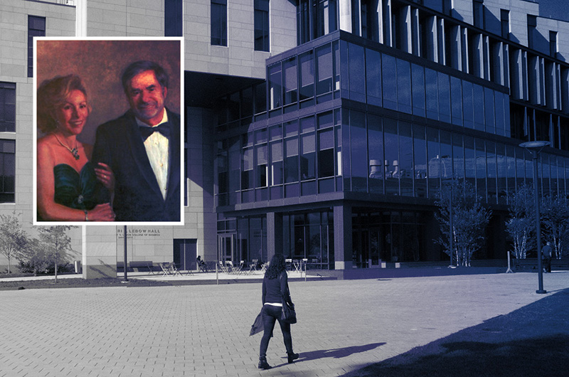 The LeBow Engineering Center is named for Bennett S. LeBow ’60, HD ’98. The Gerri C. LeBow Hall (pictured) is named in honor of his wife, Geraldine C. LeBow.