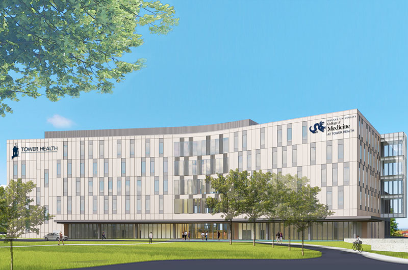 Rendering of new building for the Drexel College of Medicine at Tower Health