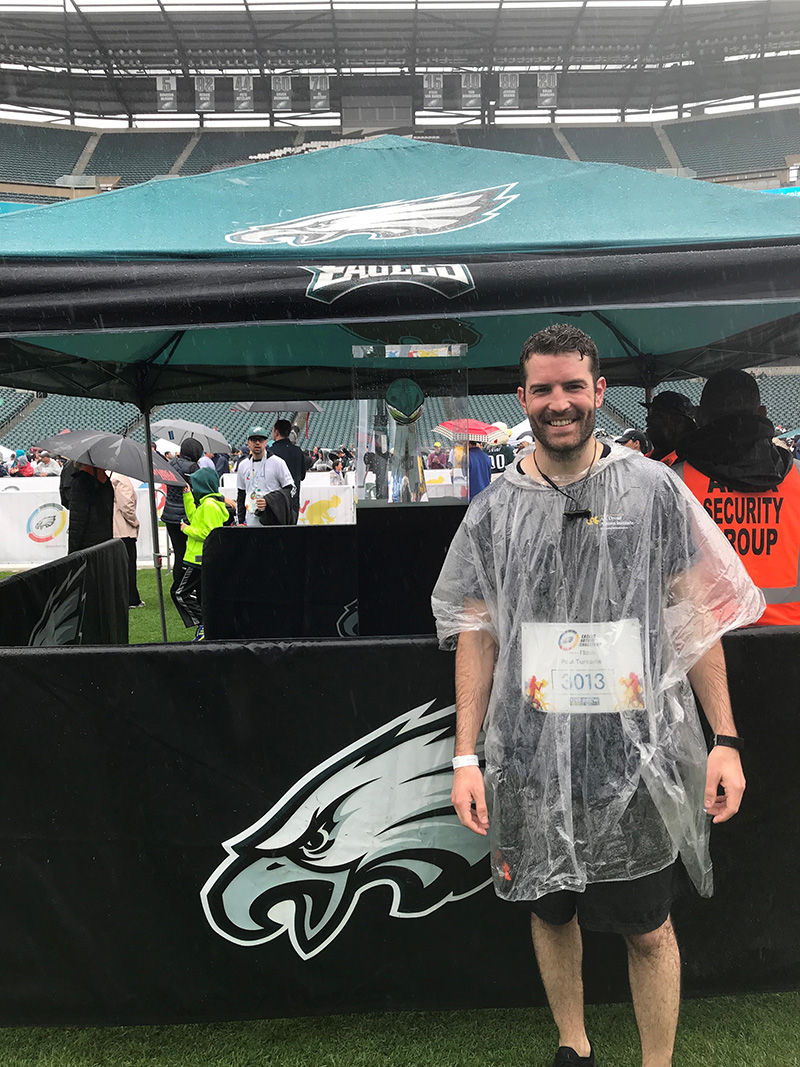 Paul Turcotte, MPH ’14, research associate II in the A.J. Drexel Autism Institute, ran a 5k in last year's Eagles Autism Challenge. 