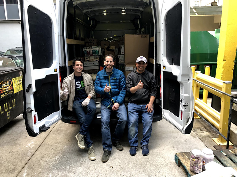 Sharing Excess started working with dozens of new donation partners across the city in response to COVID-19, like these representatives from Starr Restaurants, who called on Ehlers and his team to come pick up their excess inventory. 