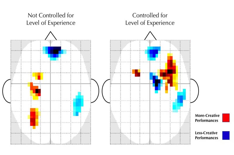 Graph image of activity in two brains being compared. 