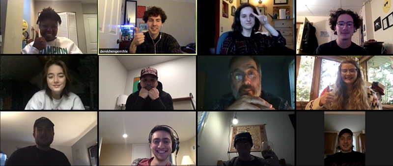 WKDU'S executive board meeting over Zoom during Drexel's remote spring term.