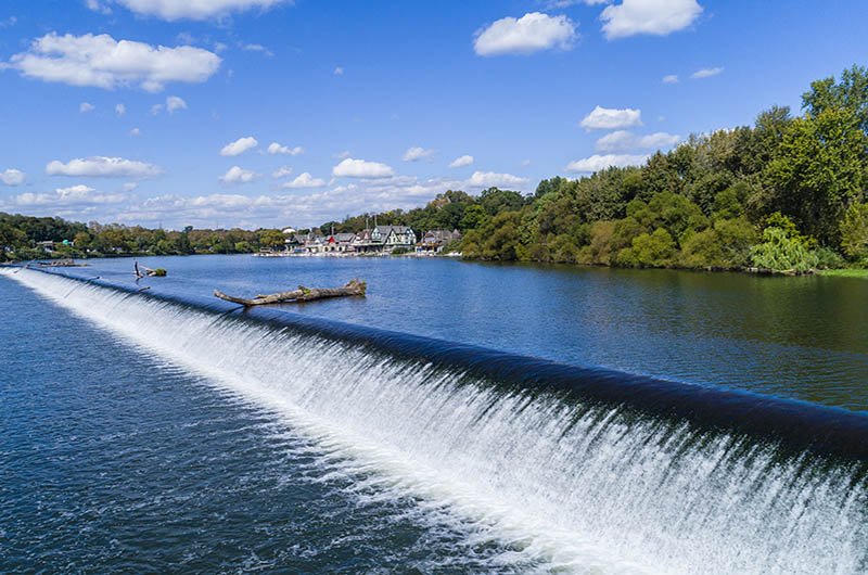 The Fairmont Dam in the Schuylkill Rowing Basine.
