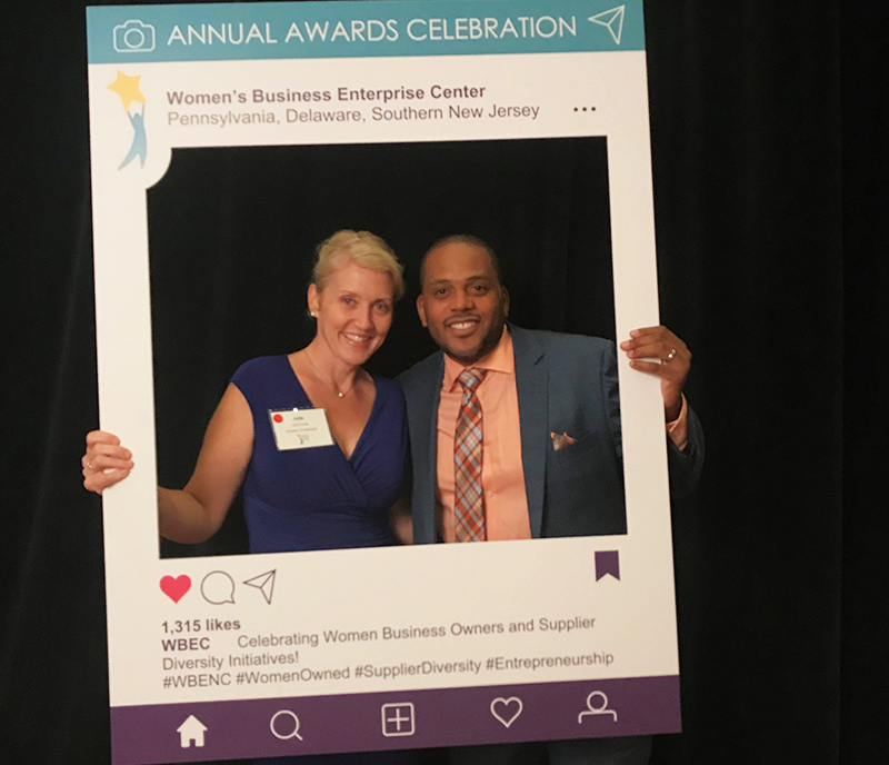 Julie Jones (left) and Allen Riddick (right) at the 2018 Women’s Business Enterprise Center (WBEC) Annual Awards Celebration.