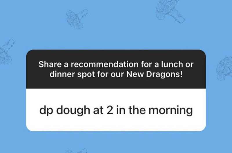 "DP Dough" responses to the @DrexelUniv Instagram ask, "Share a recommendation for a lunch or dinner spot for our New Dragons!"