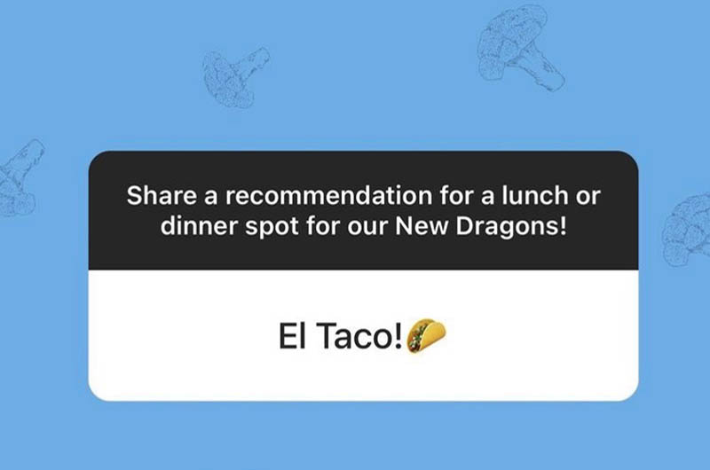 "El Taco" response to the @DrexelUniv Instagram ask, "Share a recommendation for a lunch or dinner spot for our New Dragons!"