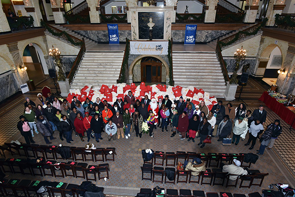 group shot at toy drive 2016 drexel main building