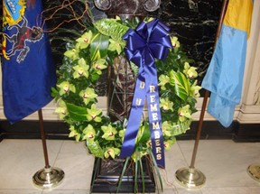 Memorial wreath at the 10th anniversary commemoration, Great Court, Main Building, Sept. 9, 2011