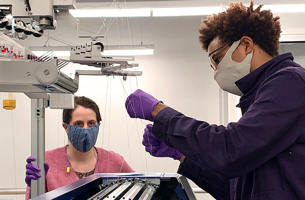 People making face masks