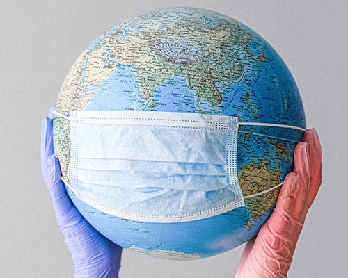 Globe with medical mask