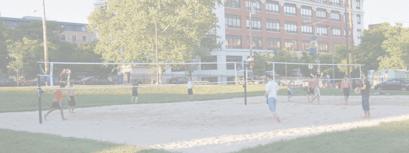 Drexel students playing volleyball