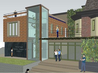 Student-designed rendering of the Smart House addition. This addition includes a 'living water tower'