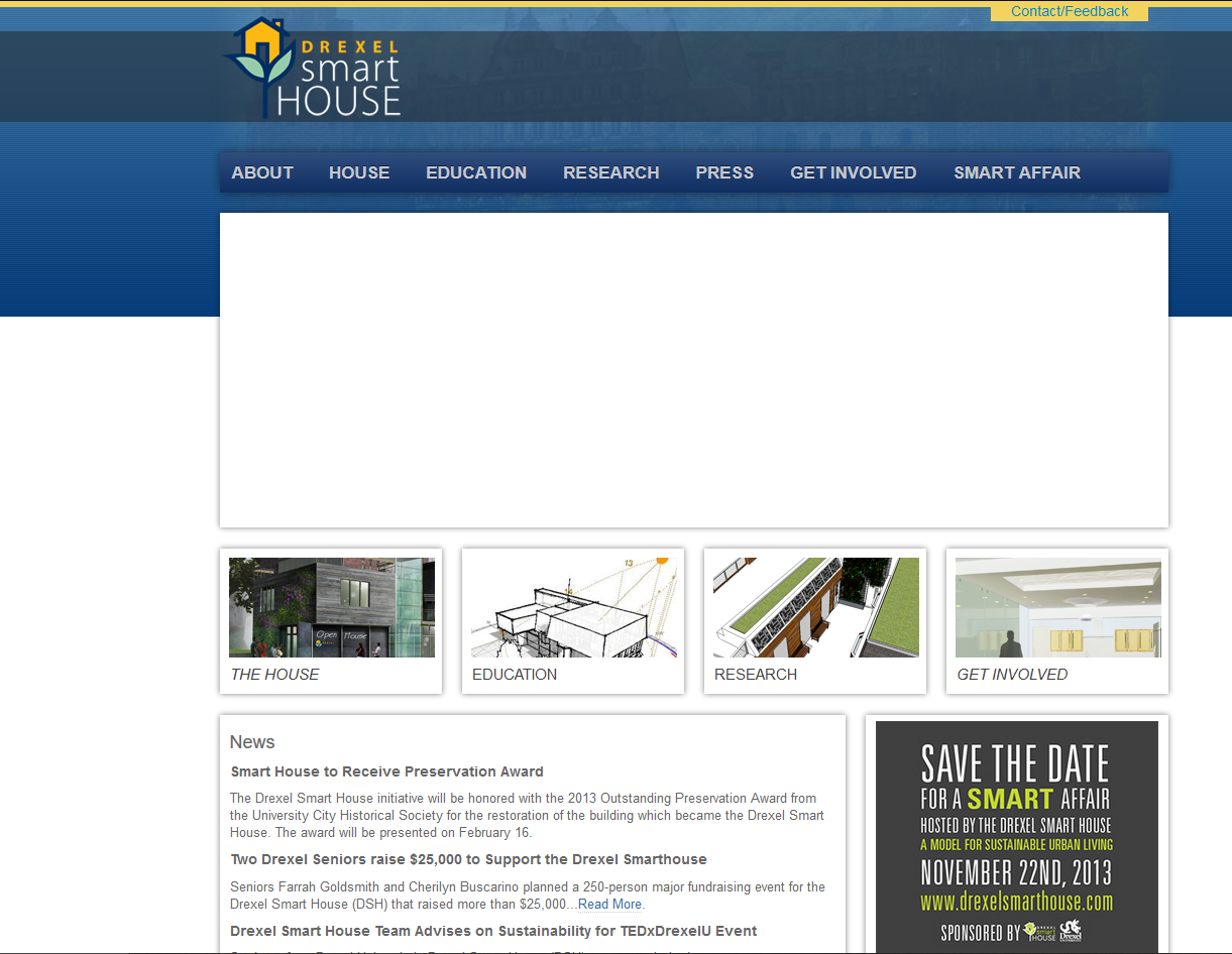 The old Drexel Smart House website, owned by past DSH president Cody A. Ray