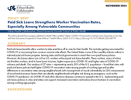 Cover page of policy brief, Paid Sick Leave Strengthens Worker Vaccination Rates, Especially Among Vulnerable Communities