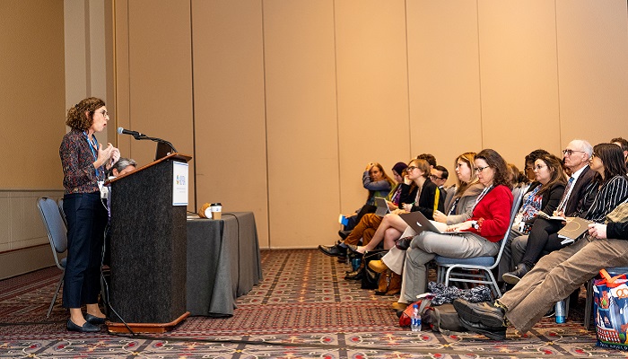 Ana Diez Roux speaks to a crowd at APHA