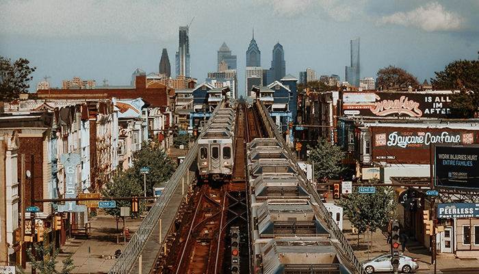 Image of Philadelphia murals from West Philly train tracks