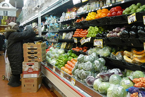 Produce aisle in a grocery store