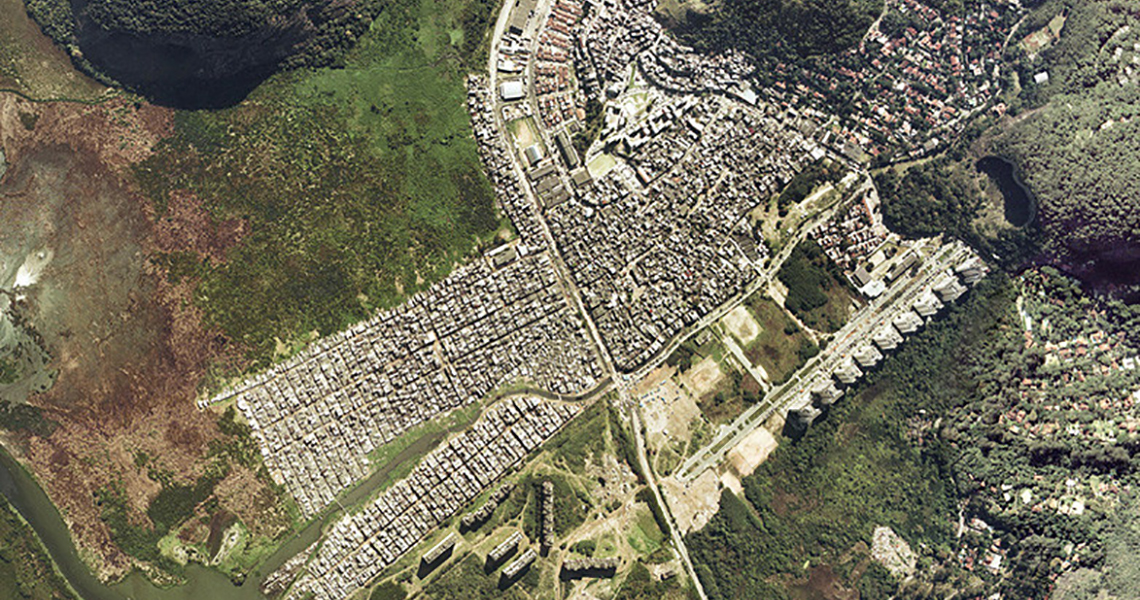 Aerial photo of Rio das Pedras community in Brazil