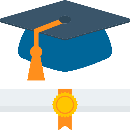 icon of a mortarboard and diploma representing education