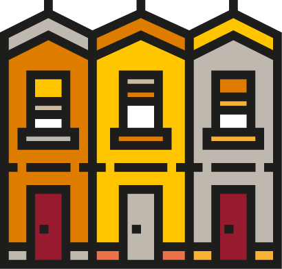 icon of row houses representing Housing