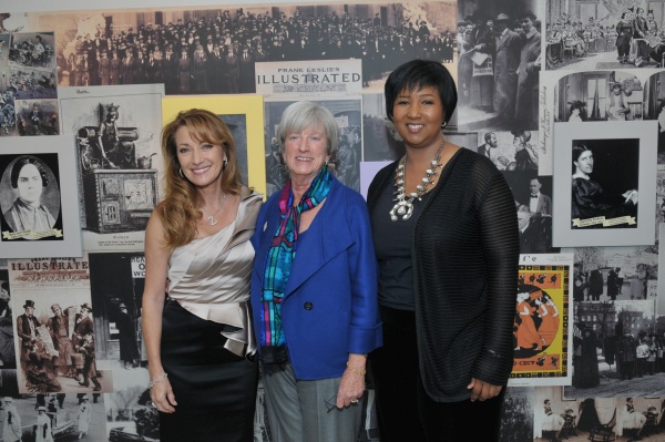 Jane Seymour, Lynn Yeakel and Mae Jemison at the opening of Vision 2020's Unfinished Business of Women's Equality exhibit