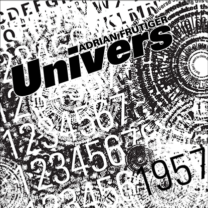 Max Kahn's Univers typeface poster in black and white type and circular patterns