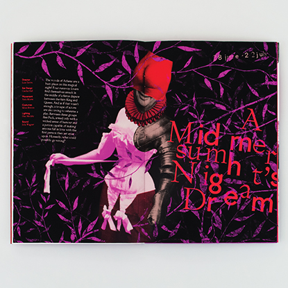 Theodor Swanson's Quirk Theatre: Shakesqueer 2017 program featuring A Midsummer Night's Dream design in purples, reds, and black