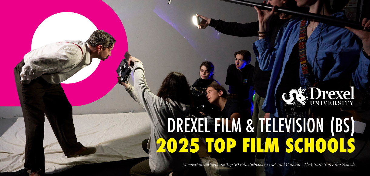 film students directing and recording an actor on a sounds stage