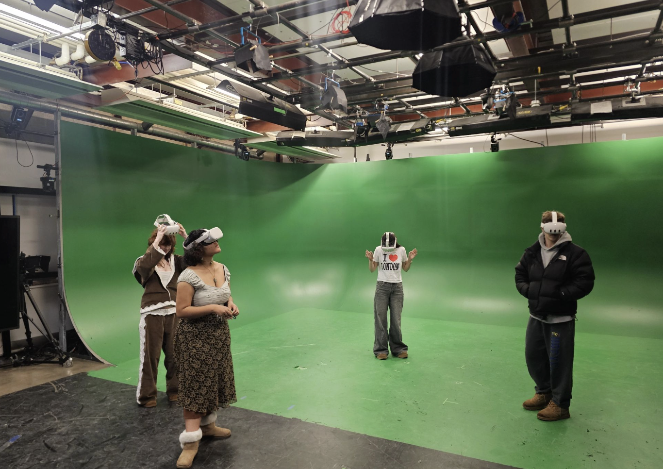 students using VR goggles for immersive experience