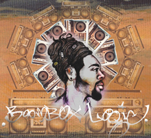 Front cover of album which includes illustration of Kuf's head surrounded by boomboxes