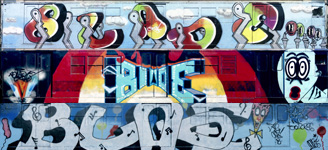 Graffiti pieces of the word Blade