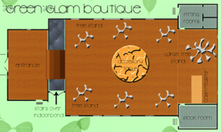 Floor plan drawing for Green boutique