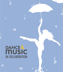 Silhoutte of dancer with umbrella and falling rain drops