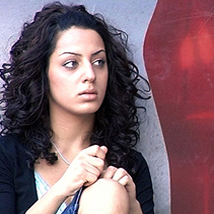 Photograph of young israeli women with black curly hair