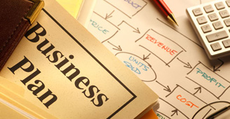 Folder with the words Business Plan written on it