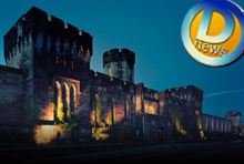 Photograph of haunted prison with DNews logo