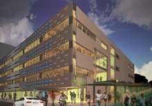 Artist rendering of proposed design for URBN Center
