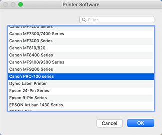 Screenshot of Printer Software on a Mac.
