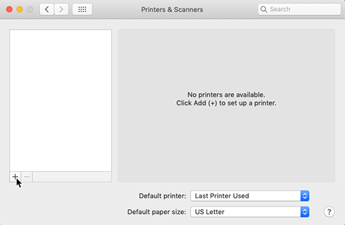 Screenshot of Printers & Scanners in System Preferences on a Mac.
