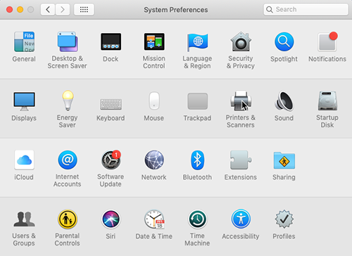 Screenshot of System Preferences on a Mac.