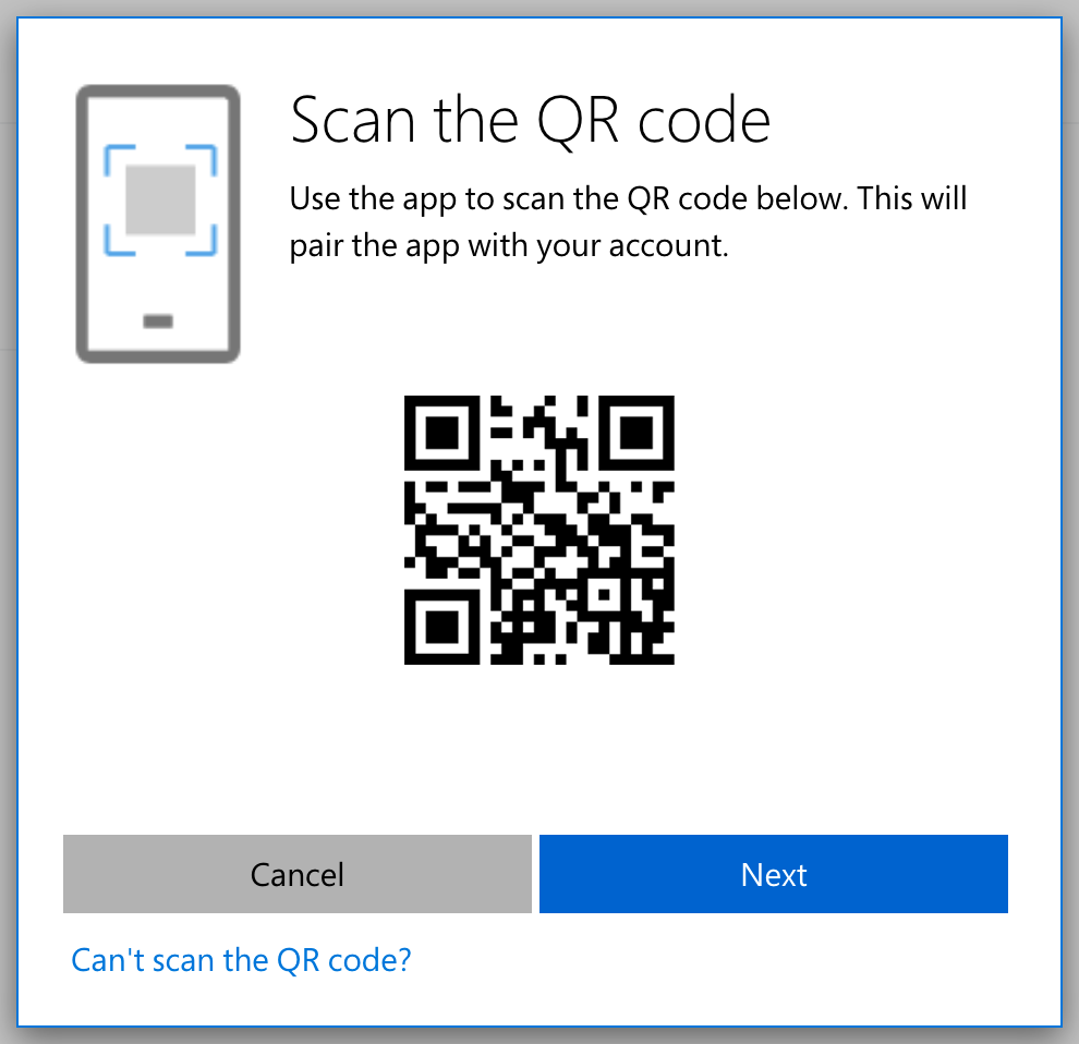 Scan the QR code using the Authenticator app