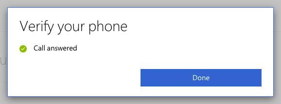 Success notification, connecting the phone number, the choice to receive text messages or phone calls, and your account