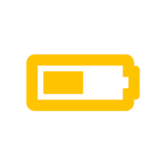 An icon of a battery one-quarter full.