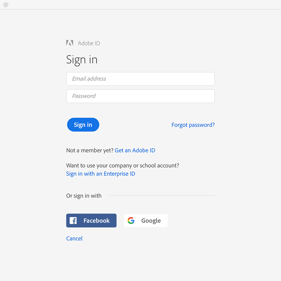 Sign in to use an Adobe Creative Cloud app on a shared device